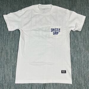 Grizzly Grip Tape Pocket T Shirt White Adult Sz Small New